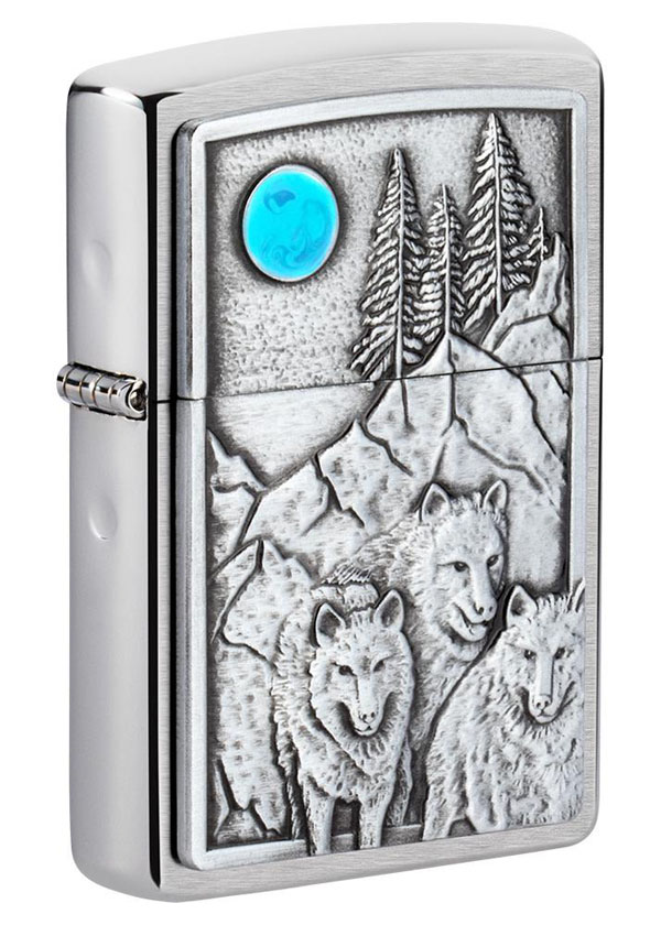 Pipe Brushed Chrome Windproof Lighter